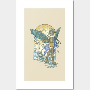 Angel of Winter Mucha Inspired Art Nouveau Angels of the Seasons Series Posters and Art